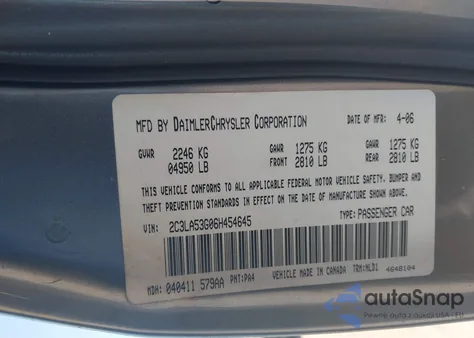 2006 Chrysler 300 Touring from USA, damaged, VIN 2C3LA53G06H454645